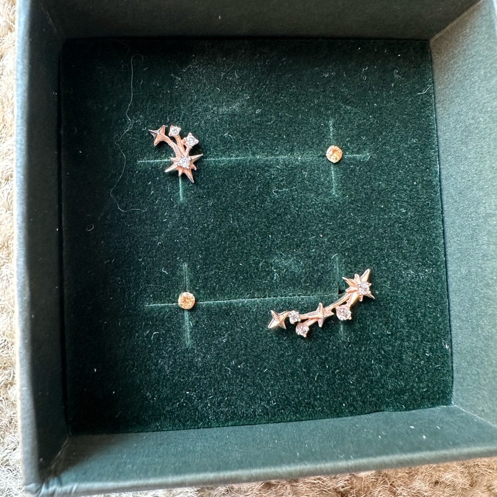 14 kt Rose Gold Constellation Earrings and Tiny Studs
